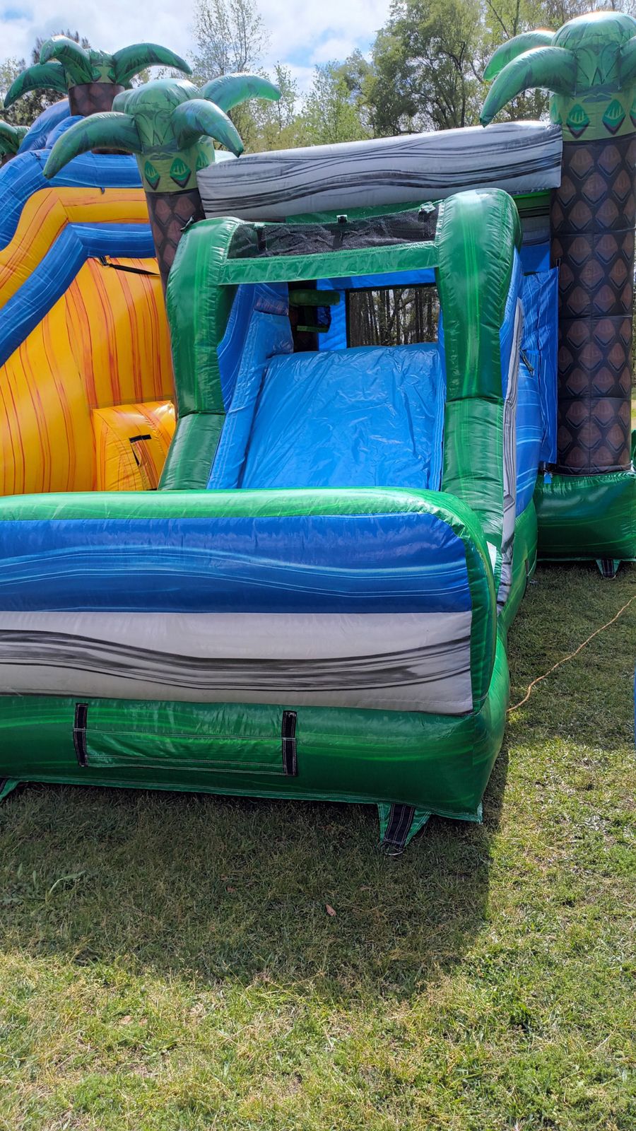 Green palm-tree-themed Palmetto water slide